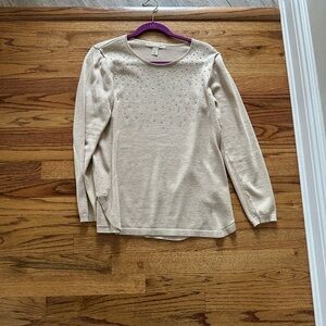 L'Amour Cream Embellished Women's Sweater